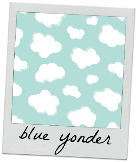 Organic cotton blue yonder, skies of blue with puffy white summer clouds floating by for Cloud9 Fabrics