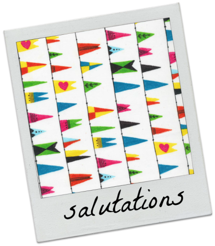 organic cotton salutations bunting / pennant / flag fabric for The Land That Never was for Cloud9 Fabric