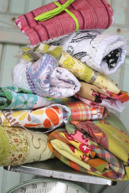 textile scrap bundle tropical madras patchwork #2 22oz (2)
